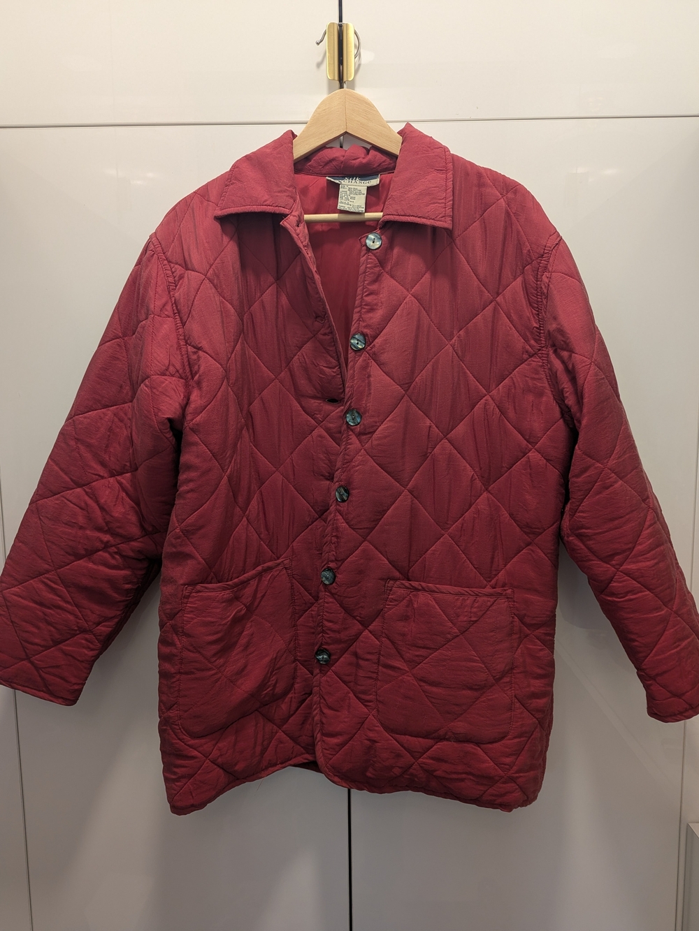 Vintage Diamond-Quilted Red Puffer Jacket